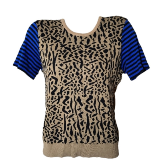 Sonia Rykiel Tops - SONIA Sonia Rykiek Striped Animal print knit top L